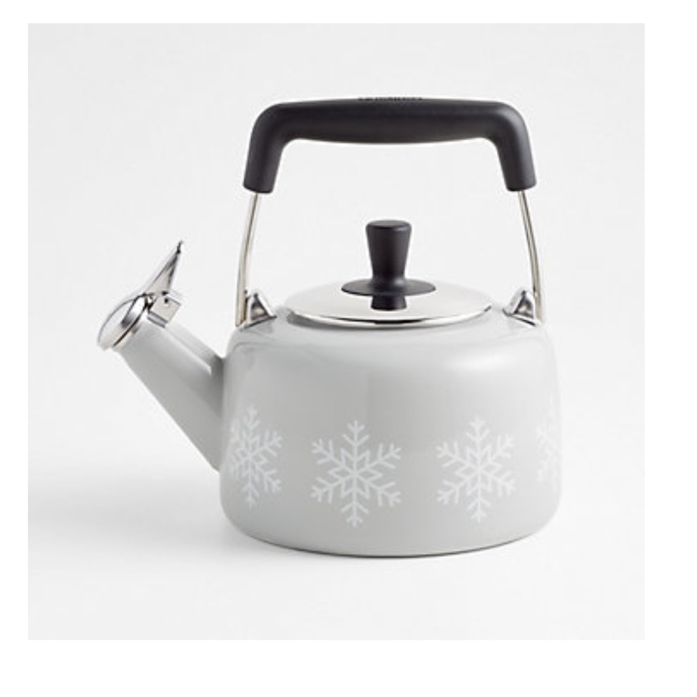 NWT in box crate and barrel tea kettle snowflake